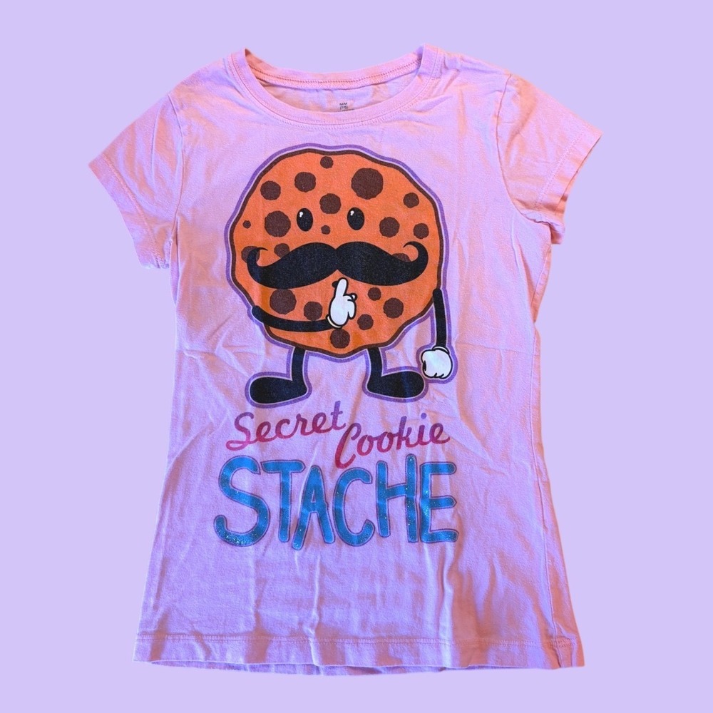 Y2K Secret Cookie Stache T-Shirt Mustache Cookie Baby Tee Scene #18